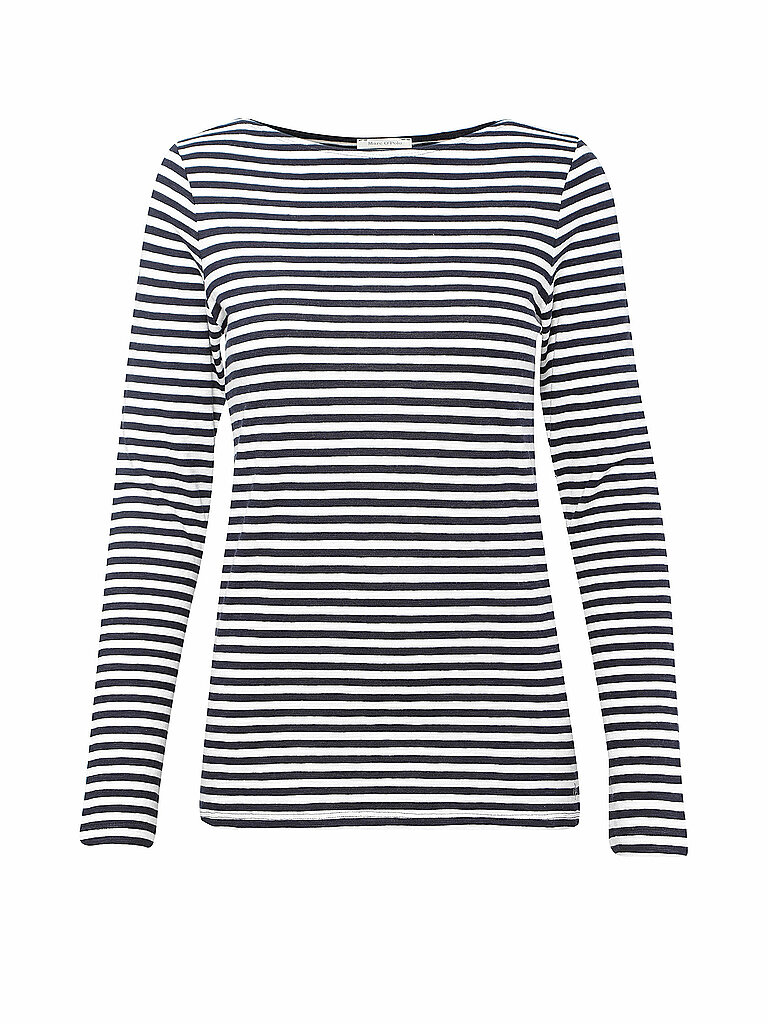 T-Shirt MARC O'POLO, Damen, Gr. S, blau (multi, night sky), Obermaterial: 97% Baumwolle, 3% Elasthan, gestreift, Rundhals, Shirts T-Shirt 10